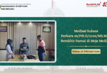 Mediasi Berhasil, Perkara Cerai Gugat Nomor 43/Pdt.G/2026/MS.Mrd Berakhir Damai di Mahkamah Syar’iyah Meureudu