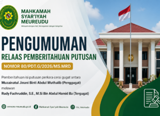 Pengumuman Relaas Pemberitahuan Putusan Nomor 80/Pdt.G/2026/MS.Mrd
