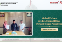 Mediasi Berhasil, Perkara Cerai Talak 109/Pdt.G/2026/MS.Mrd Berakhir dengan Pencabutan